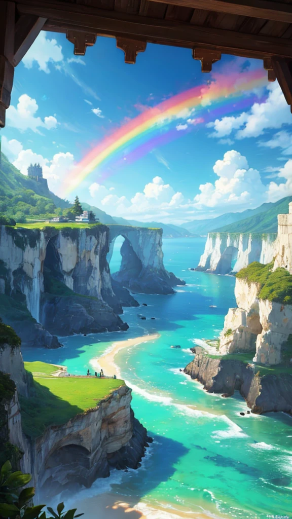 rainbow、Fantasy、mysterious、Landscape painting、Ocean、No people、relax