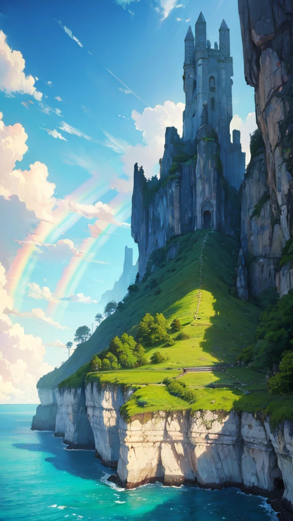 rainbow、Fantasy、mysterious、Landscape painting、Ocean、No people、relax