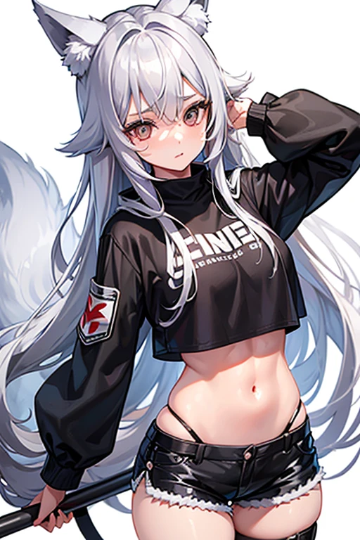 vtuber model, silver hair, grey hair, long hair, messy hair, straight hair, expressive hair, heart-shaped pupils, dilated pupils, embarrassed, blush, blue eyes, heart in eye, naughty, Conceptual art, modern, anime style, anime, reference sheet, multiple views, from behind, from below, from side, UHD, masterpiece, anatomically correct, super detail, textured skin, high details, high quality, best quality, highres, 8k, art concep, character design, teen