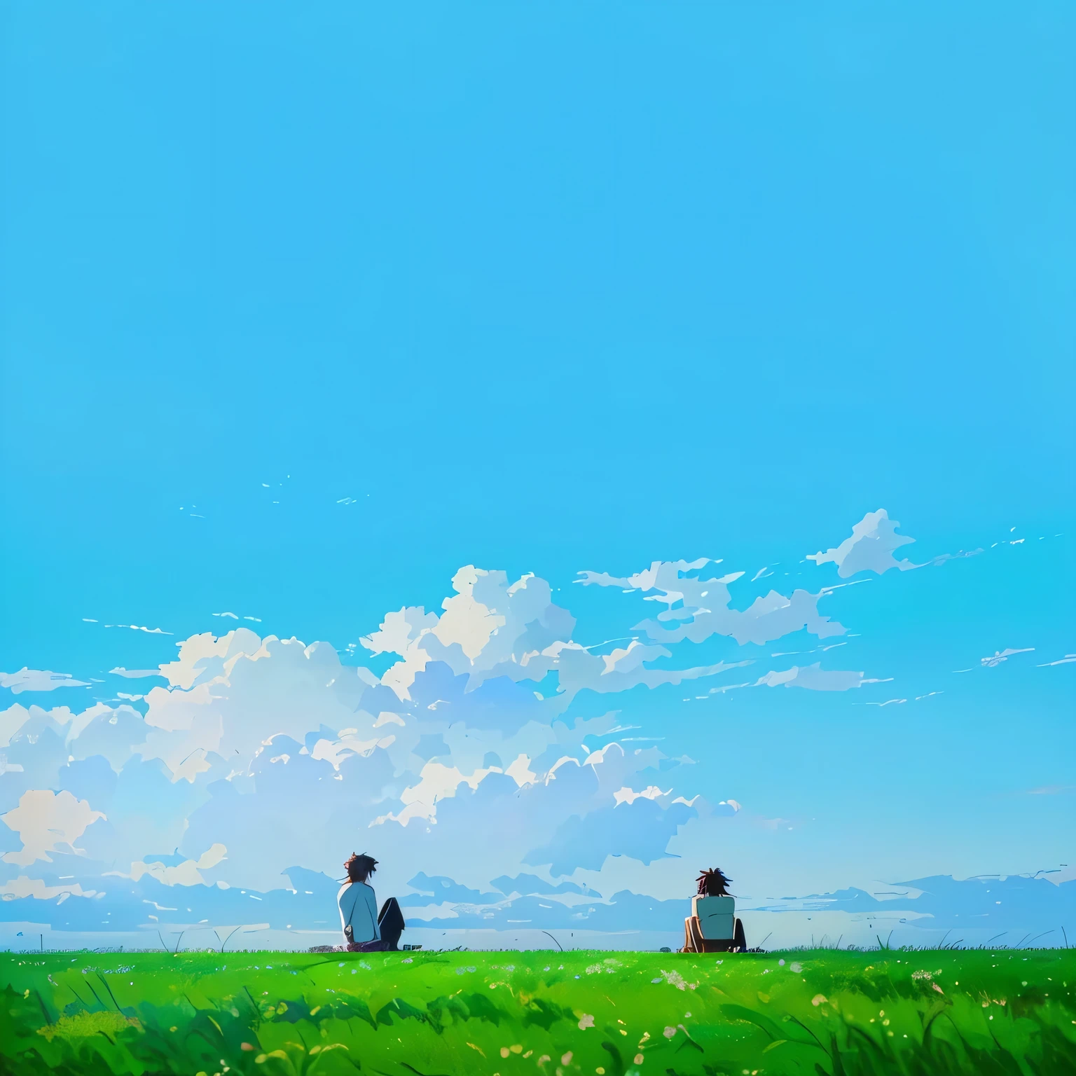 there are two people sitting on the grass watching the sky, ( ( makoto shinkai ) ), style of makoto shinkai, makoto shinkai!!, makoto shinkai!, in style of makoto shinkai, makoto shinkai movie, mokoto shinkai, studio ghibli sky, makoto shinkai. —h 2160