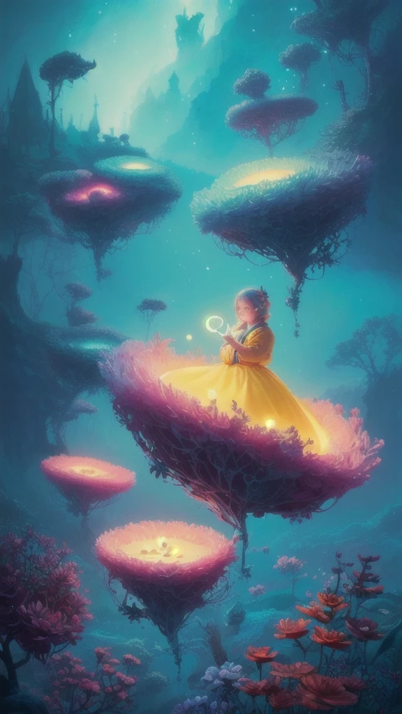 a surreal Bioluminescent, very very very cute Silene in a happy world by Daniel Merriam, Trending on Artstation, oil on Canvas by Elena Zhurikhina and Goro Fujita and Charlie Bowater, octane render, 4k, 8k, HD,