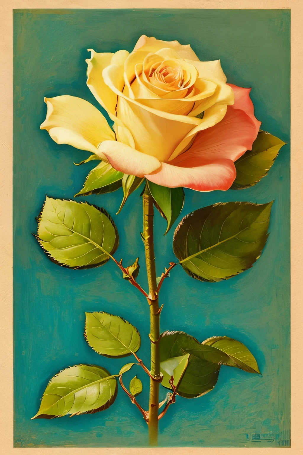A Japanese rose painting in the style of Van Gogh's sunflowers