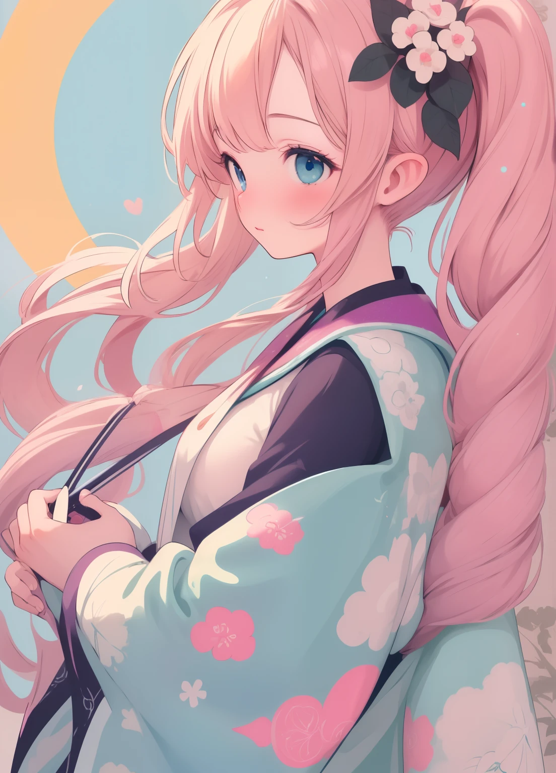 (masterpiece、Highest quality、Highest quality、Official Art、Beautiful and beautiful:1.2)、(One girl:1.3)Hatsune Miku、Twin tails,Beautiful breasts, Katsushika Hokusai, Elf girl profile logo, blue eyes, long blond, Circular frame Ivy, Art Nouveau, article "Pink Girl"、(Highest quality、masterpiece、High resolution、detailed)、animeスタイル、Flat Style、(The eyes shine with rainbow colors、Illuminated by light,detailed美しい顔),  break,Dynamic Angle、extremely detailed、anime