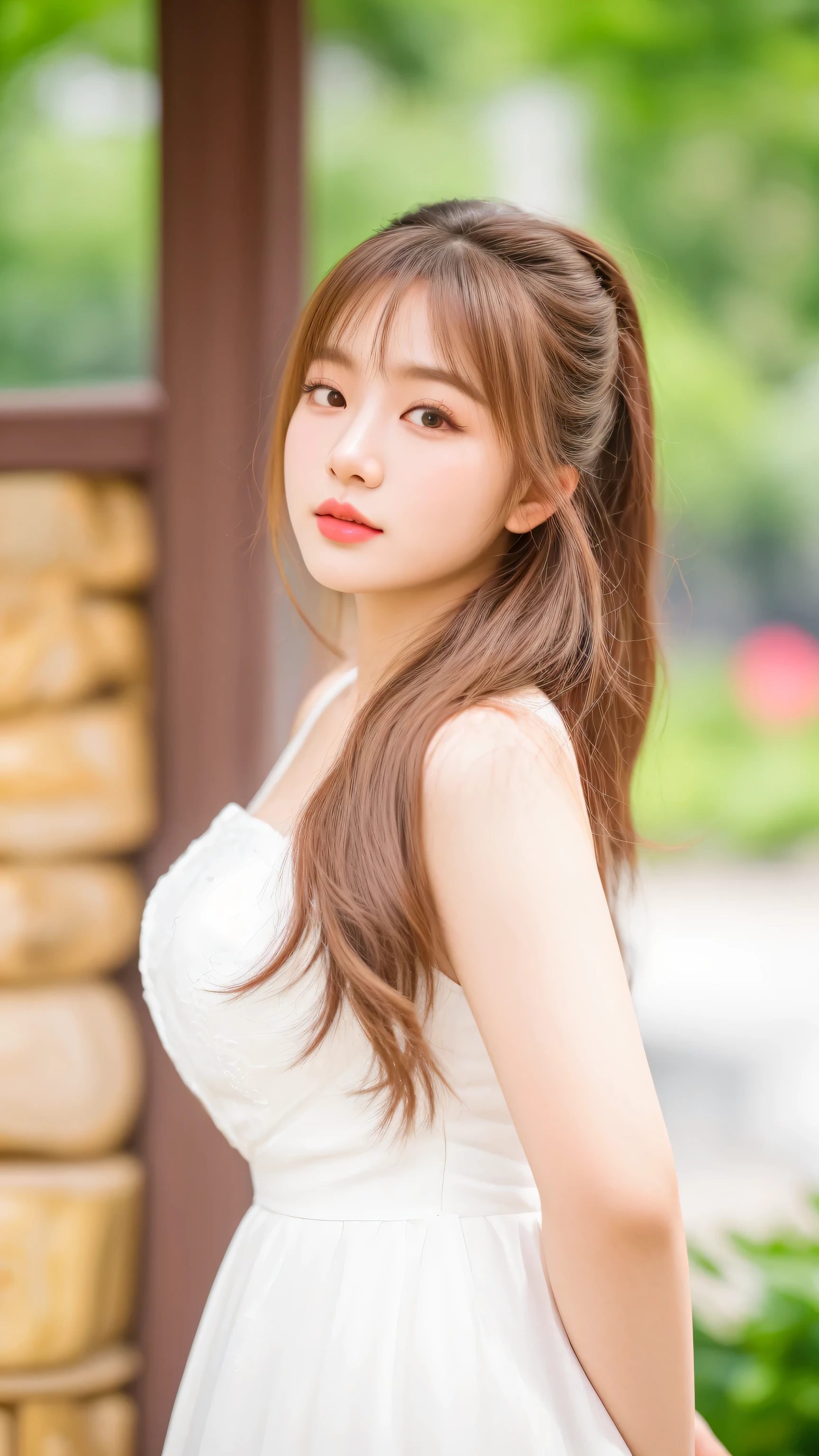 arafed asian woman in a white dress posing for a picture, beautiful young korean woman, gorgeous young korean woman, beautiful south korean woman, portrait of female korean idol, young beautiful woman, shot with canon eoa 6 d mark ii, taken with canon eos 5 d mark iv, lalisa manobal, asian girl with long hair, a young asian woman