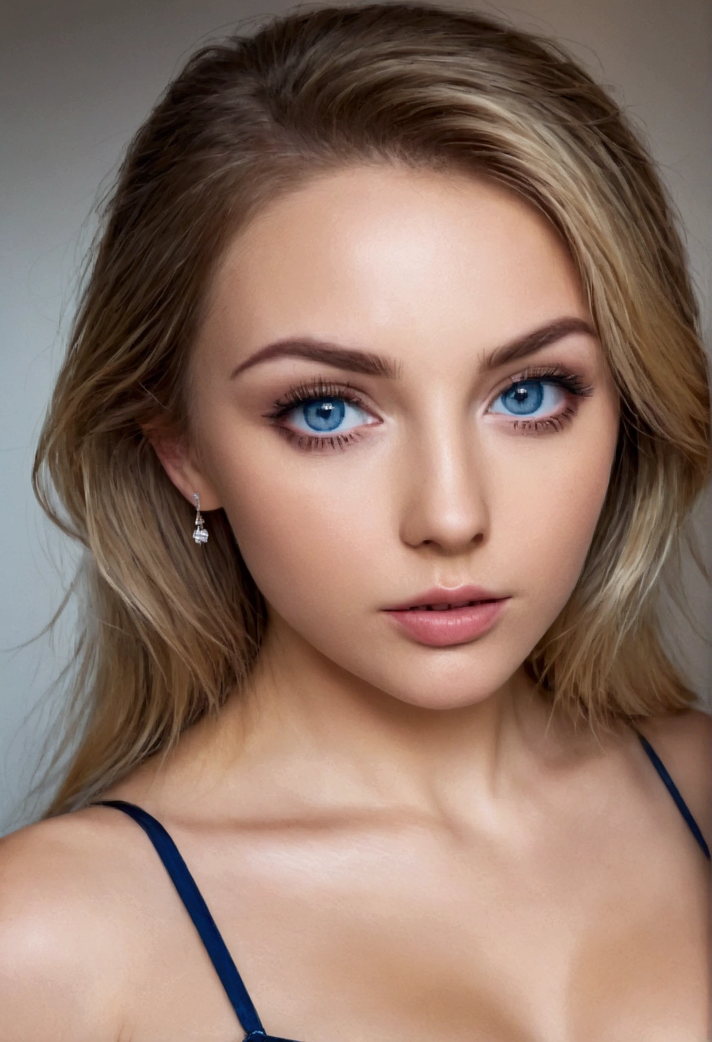 femme pleinement , fille sexy aux yeux bleus, Ultra réaliste, minutieusement détaillé, cheveux blonds et grands yeux, selfie d une jeune femme, yeux de la chambre, sans maquillage, maquillage naturel, regarder directement la caméra, visage avec artgram, maquillage subtil, buste de taille moyenne à grande, gros seins, debout dans une pose sexy, très détaillé, 8k, Photoréaliste, chef-d'œuvre, Éclairage dramatique, Couleurs vives, mise au point douce, détails complexes, expression élégante,, peau brillante, tissus luxueux, Posture gracieuse, regard captivant,((Image réaliste))