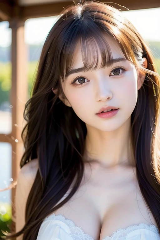 (in 8K, Raw photography, Highest Quality,realisitic, Photorealsitic,extremely delicate and beautiful,Highly detailed, finely detail,ultra-detailliert, high resolution:1.3), japanes, femele, (), Viewer's Perspective, Beautiful and shiny straight semi-long hair, see-through bangs, Embarrassed look, Half-open lips, Draw poses and angles randomly, (Beautiful fece:1.2), (kawaii:1.3)