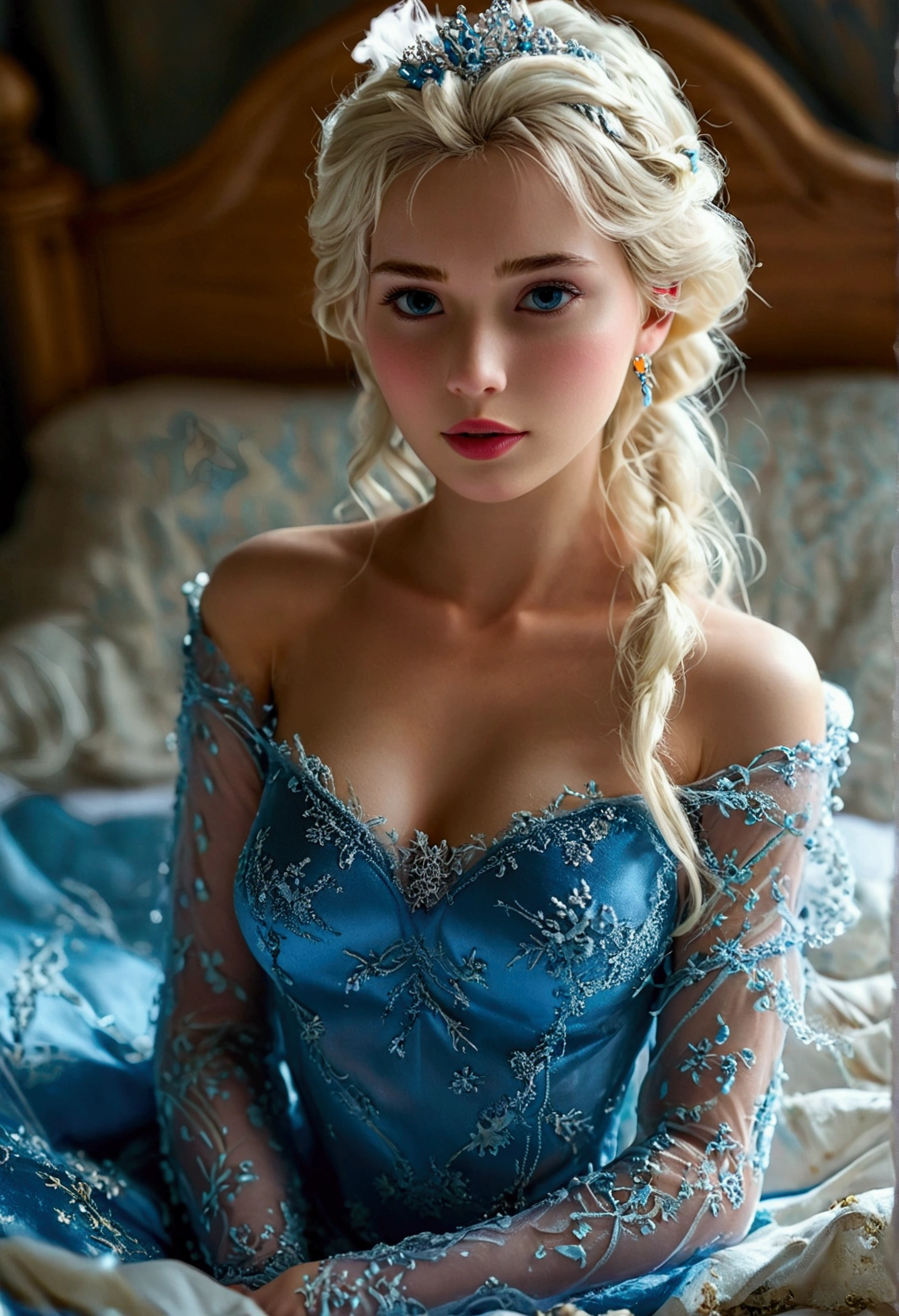 Elsa naked in bed