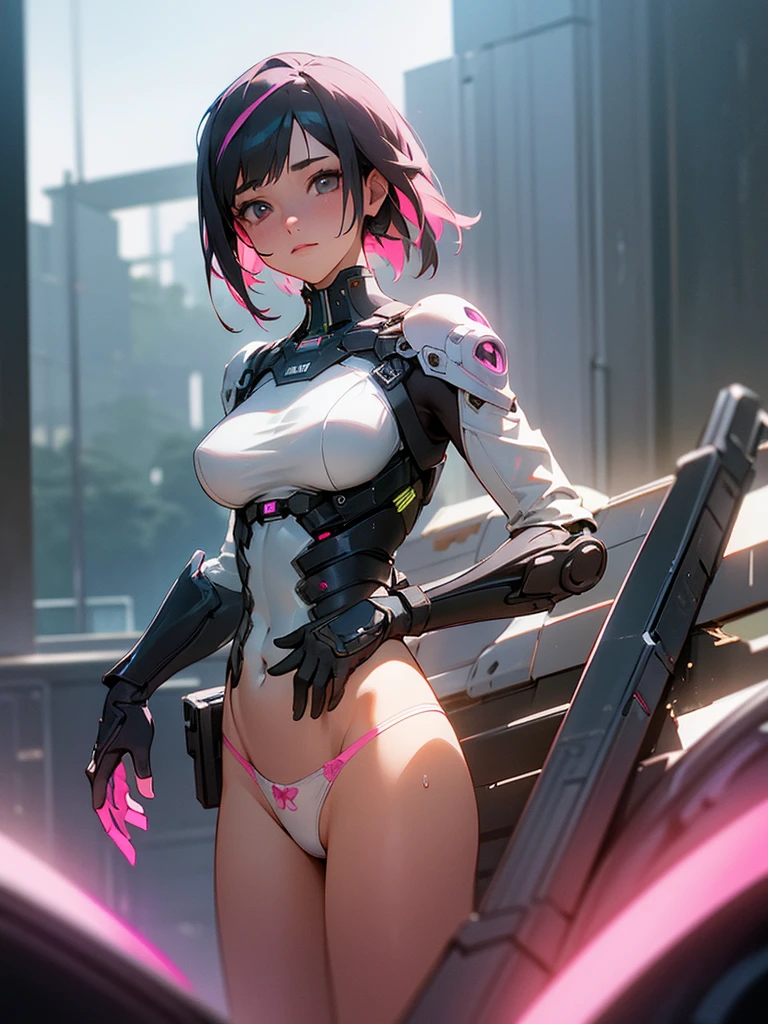 ((Best quality)), ((masterpiece)), (detailed:1.4), 3D, an image of a beautiful cyberpunk female,HDR (High Dynamic Range),Ray Tracing,NVIDIA RTX,Super-Resolution,Unreal 5,Subsurface scattering,PBR Texturing,Post-processing,Anisotropic Filtering,Depth-of-field,Maximum clarity and sharpness,Multi-layered textures,Albeo and Specular maps,Surface shading,Accurate simulation of light-material interaction,Perfect proportions,Octane Render,Two-tone lighting,Wide aperture,Low ISO,White balance,Rule of thirds,8K RAW,wet panties,Take the floral panties,white panties,can saw a trace on my underwear vagina,Pink floral panties