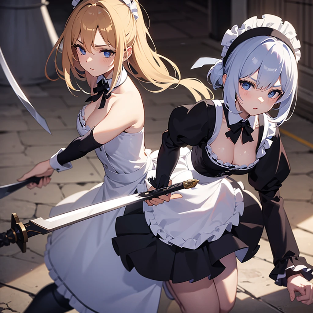 Create a maid with swords in 2d