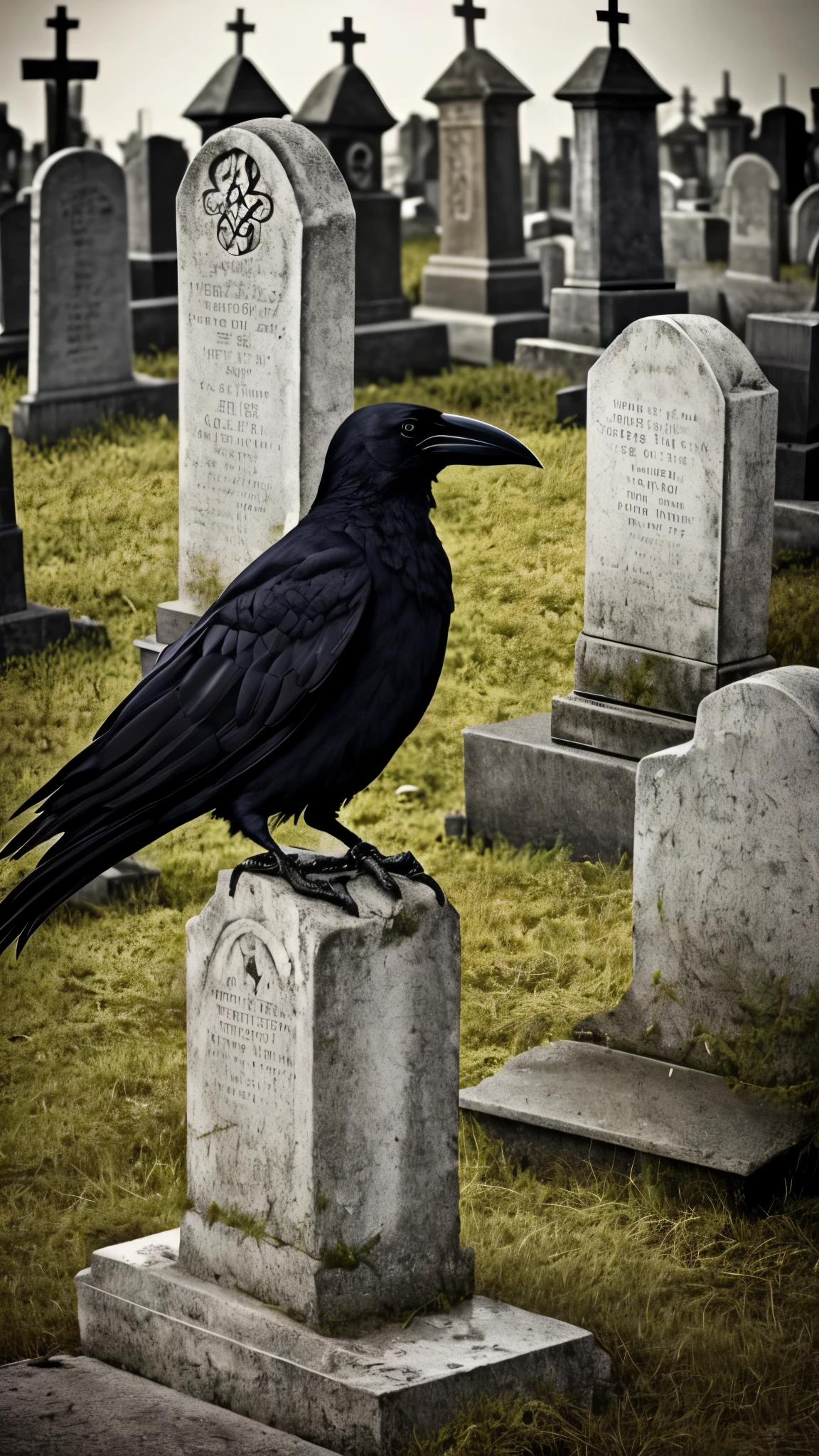 arafed crow sitting on a cross in a cemetery, a photo by Gonzalo Endara Crow, flickr, gothic art, crows as a symbol of death, ominous gothic aesthetic, dark crow, gothic!!, dark and gothic, crows, gothic style, gothic aesthetic, in the middle of a graveyard, crows beautiful, gothic art style, grungy gothic