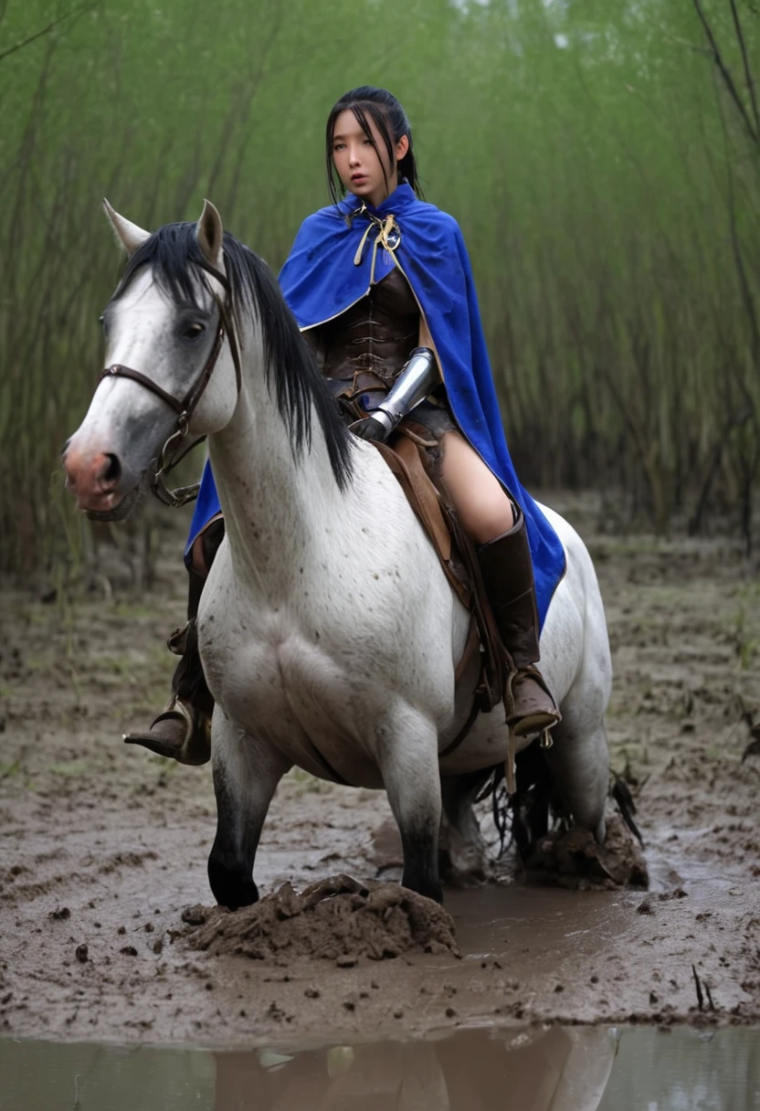 A beautiful woman whips her beloved horse as it sinks into a swamp,fantasy,beautiful woman and horse,Anatomically correct構図,stuck in mud,(((masterpiece))),(((Highest quality))),((Tabletop:1.4, Highest quality)), (Realな写真:1.4), in the muddy ,dirty swamp,black hair and white horse ridden by girl meet with an accident that it fall over sticky swamp,
((1 cute girl knight)),rodeo,horse standing,Surprised face,stumble,aggressive,slouch,horse standing, prancing horse in pitfall,cute,Napoléon horse sliped in pitfall,in the pitfall,Uplifting,Knight Princess,
(超High resolution:1.2),, wonderful, Very detailed CG Unity 8k wallpaper, Very detailed, High resolution,fat horse ridden by japanese girl,Double,Royal blue armor and short cloak,Soaking in the swamp,Mud Splash,
Soft Light, Woman riding a beautiful detailed horse, Droopy eyes,Very detailedな目と顔, Beautiful and exquisite nose, Beautiful and exquisite, horse ridden by a girl can't stand up because its drowned in the sticky muddy pitfall:10.0 ,Displeased face:4.0,Real,Stir,Anatomically correct,action horse riding scene while struggle fighting