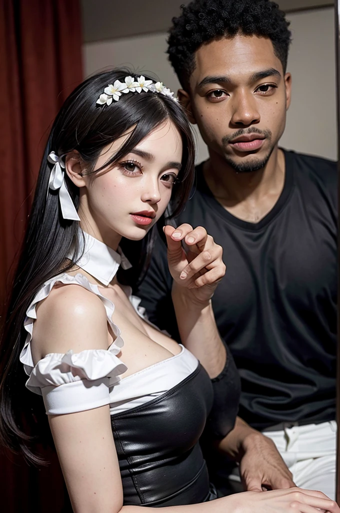 Black man with his maid sexy girl, cute