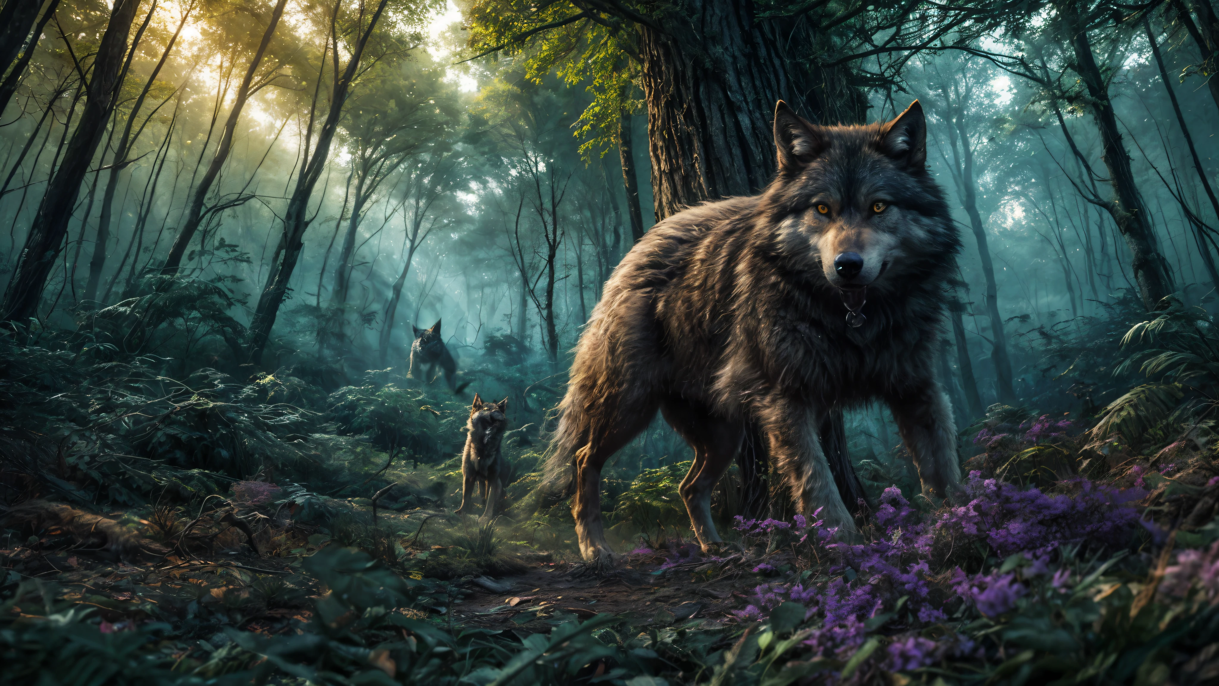 anatomically correct, huge wolf on hyena, wolf, hyena, canine, canine penis, anal penetration, cum, leaking, knot, knotting, balls, doggystyle, anchee, snowskau, pupil of eyes, green eyes, forest, angled rear view, fluffy, photorealistic, high detail, realistic:1.5, masterpiece, absurdres, best quality, HDR, high quality, high-definition, extremely detailed, 8k wallpaper, intricate details, 8K uhd, Full-HD, harsh lighting, cinematic lighting, natural lighting, hard light, teal lighting, global illumination, ambient occlusion, depth of field, Field of View, lens flare, stunning environment, complex background,