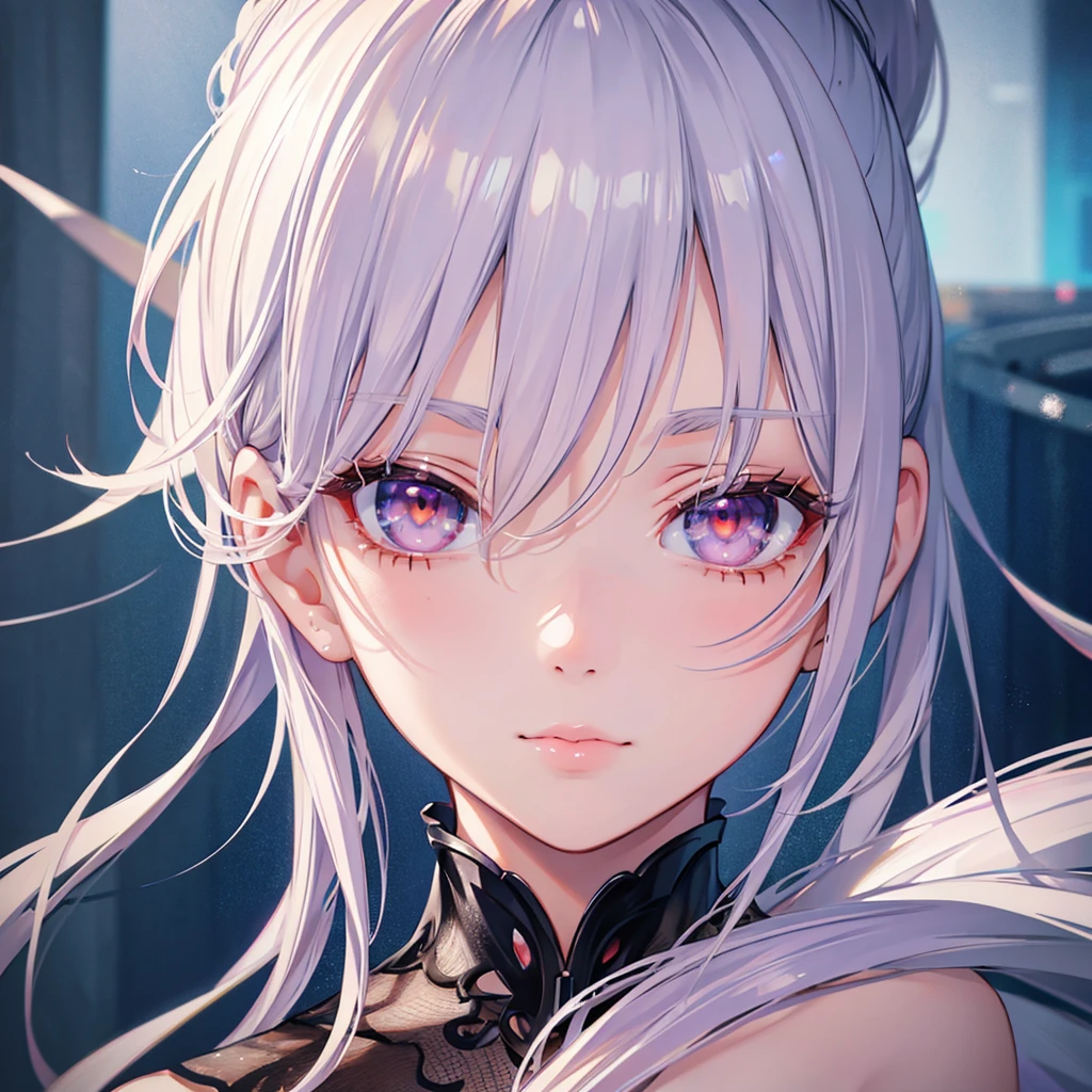 cute anime girl with silver hair, ponytail, red eyes, illustration, anime style, highly detailed, 8k, masterpiece, photorealistic, vibrant colors, dynamic pose, natural lighting, intricate details, (best quality:1.2), (realistic:1.37), beautiful detailed eyes, beautiful detailed lips, extremely detailed face, long eyelashes, detailed inner ear, detailed hair strands, delicate skin, (elegant:1.1), (beautiful:1.2), (gorgeous:1.1), (stunning:1.1)