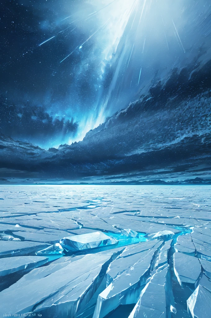 Backlight,cold,Ice storms,
(Blue Theme,Ice theme,Beautiful night sky,Glowing ice:1.3)
(masterpiece, best quality, Extremely detailed, Surrealism, photo), Snowstorm，暴Snowstorm，Frost，storm，crystallic