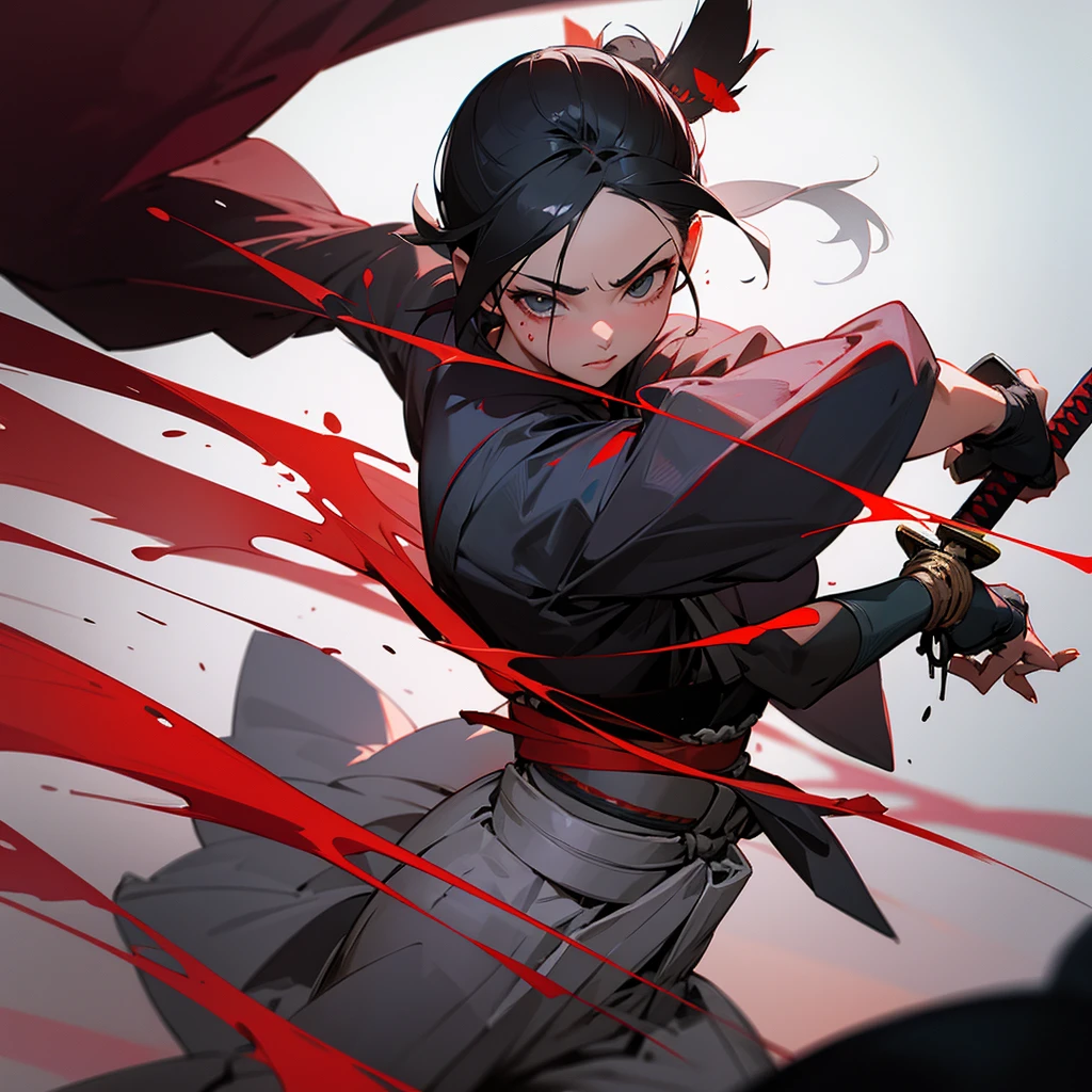 Samurai cleaning bloody katana, Artgerm