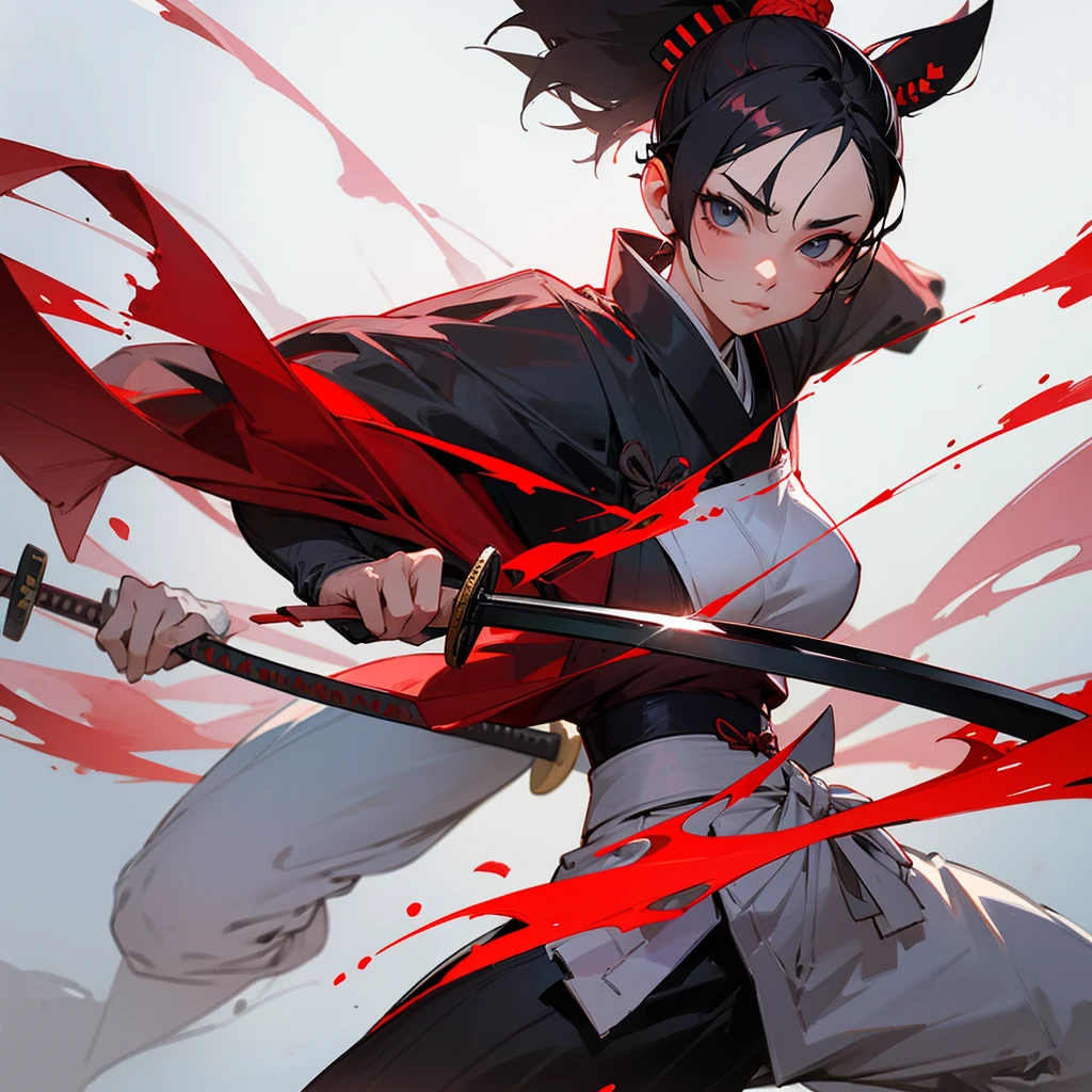 Samurai cleaning bloody katana, Artgerm