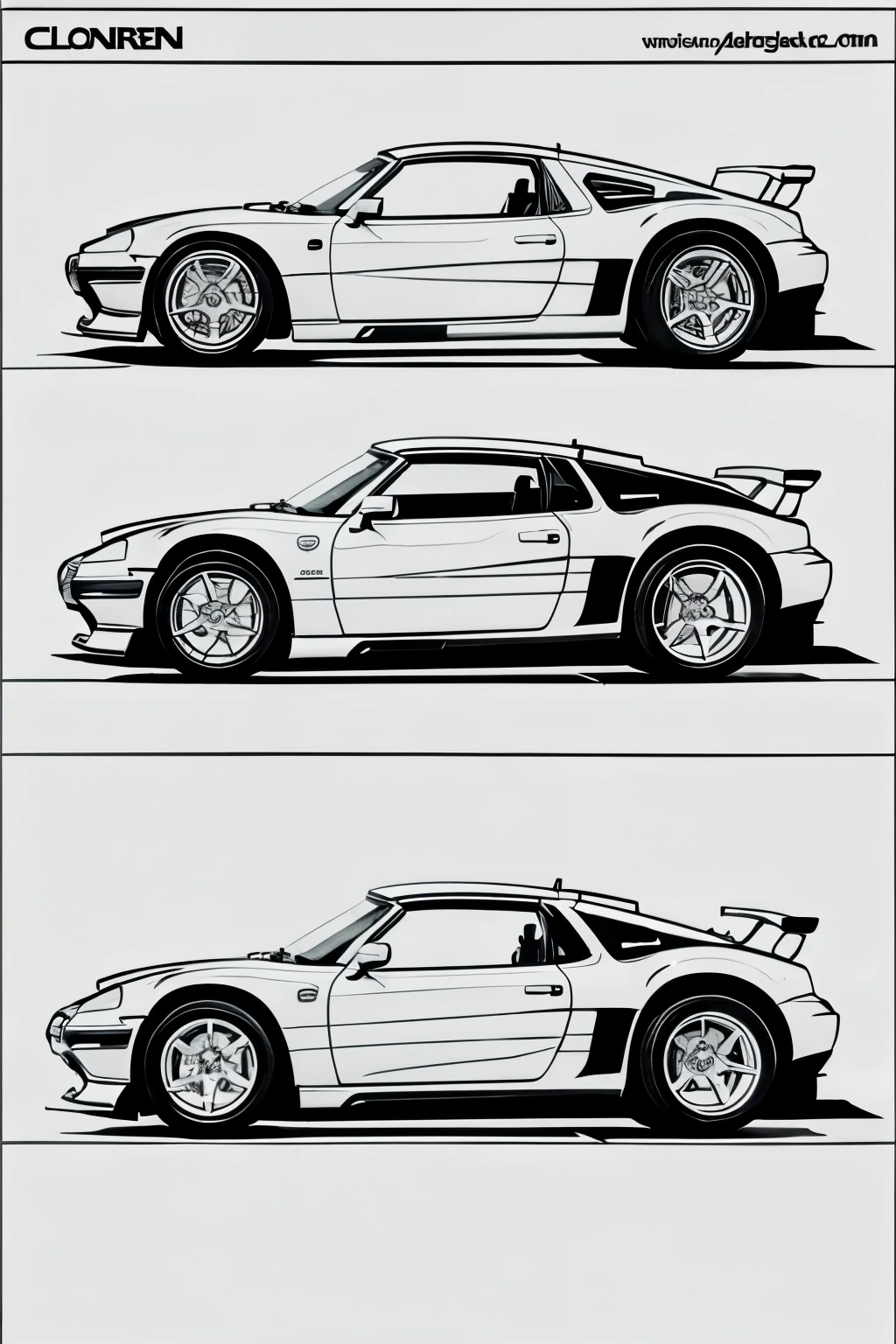 Generate 20 coloring page for with car images