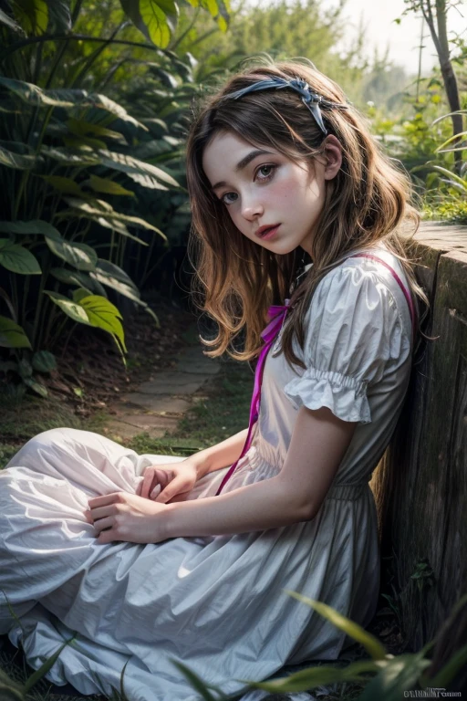 emily rudd. Alice in Wonderland, ultra realistic high quality image, 