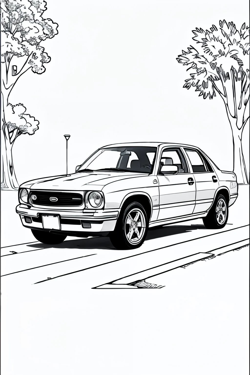 Generate 20 coloring page for kids with car images
