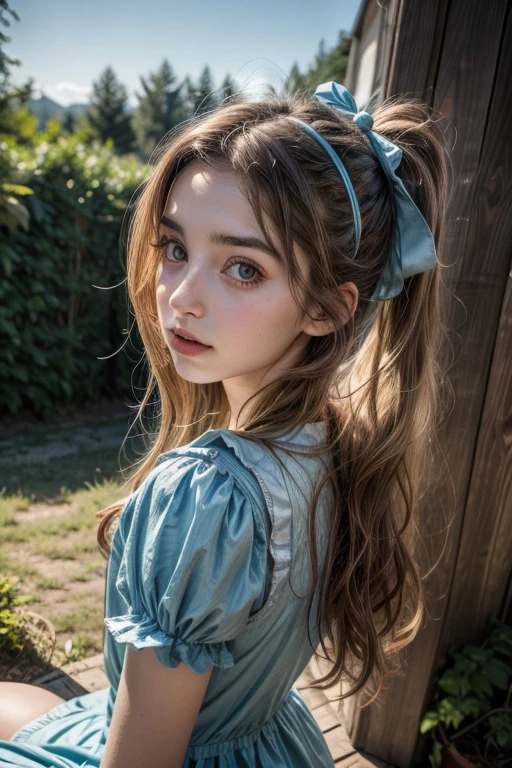 emily rudd,  like Alice in Wonderland, ultra realistic high quality image, 