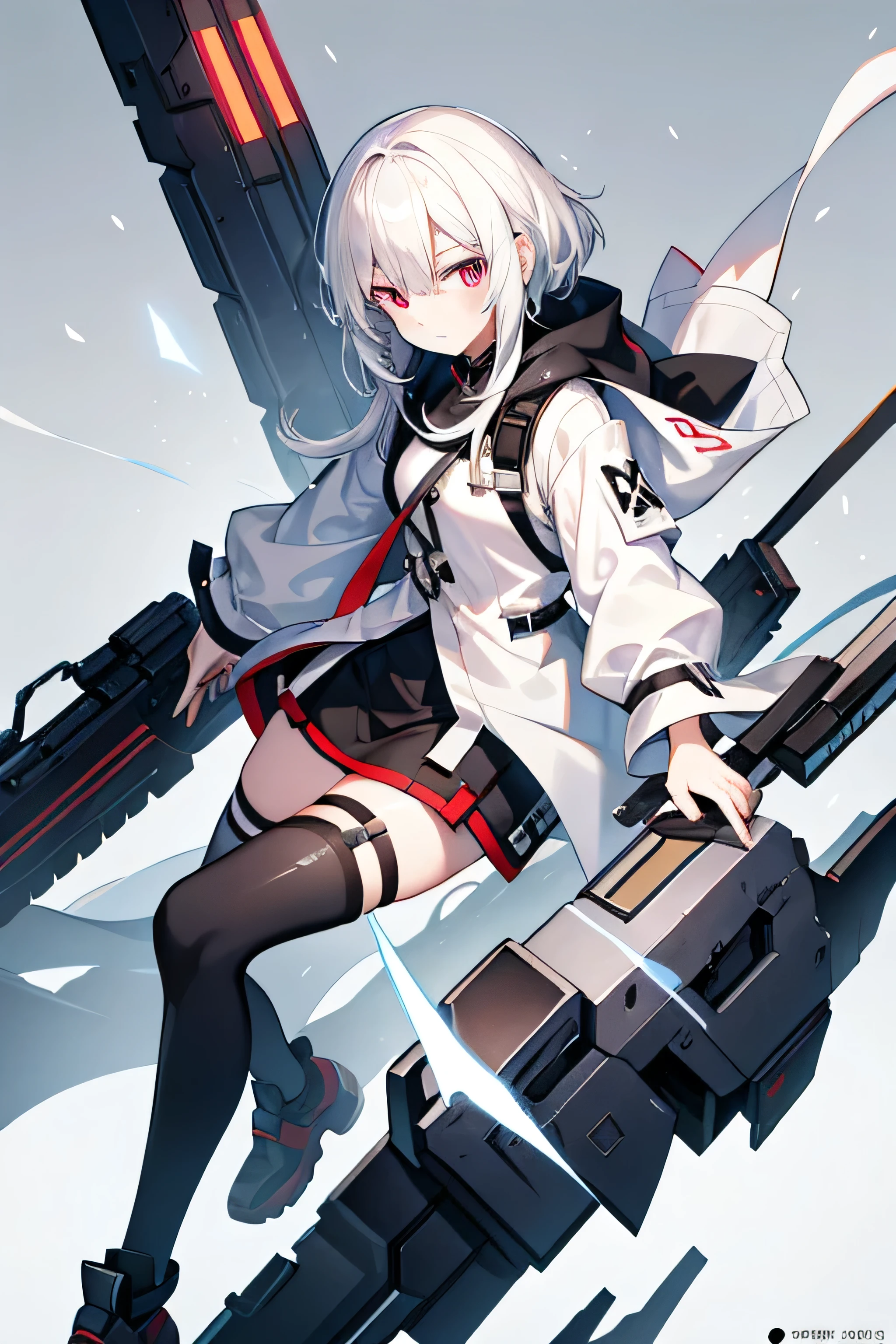 White haired cartoon character on a black background, Concept Art：Shitao, pixiv Contest Winner, neoism, From Arknights, White-haired God,  Highly detailed official artwork, artstation pixivでトレンド, Digital art on Pixiv, From Girls Frontline, Girls Frontline Universe, Official character art, Official artwork