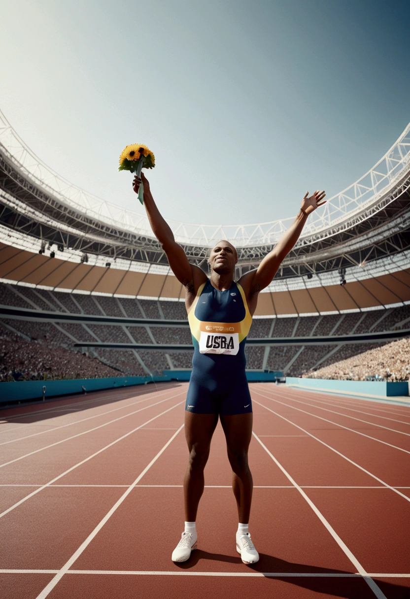 (Olympic Games), athletes, Olympic venue, in the style of instant film, color negative film, full body, award-winning, cinematic still, emotional, vignette, dynamic, vivid, (masterpiece, best quality, photorealistic, Professional, perfect composition, very aesthetic, absurdres, ultra-detailed, intricate details:1.3)