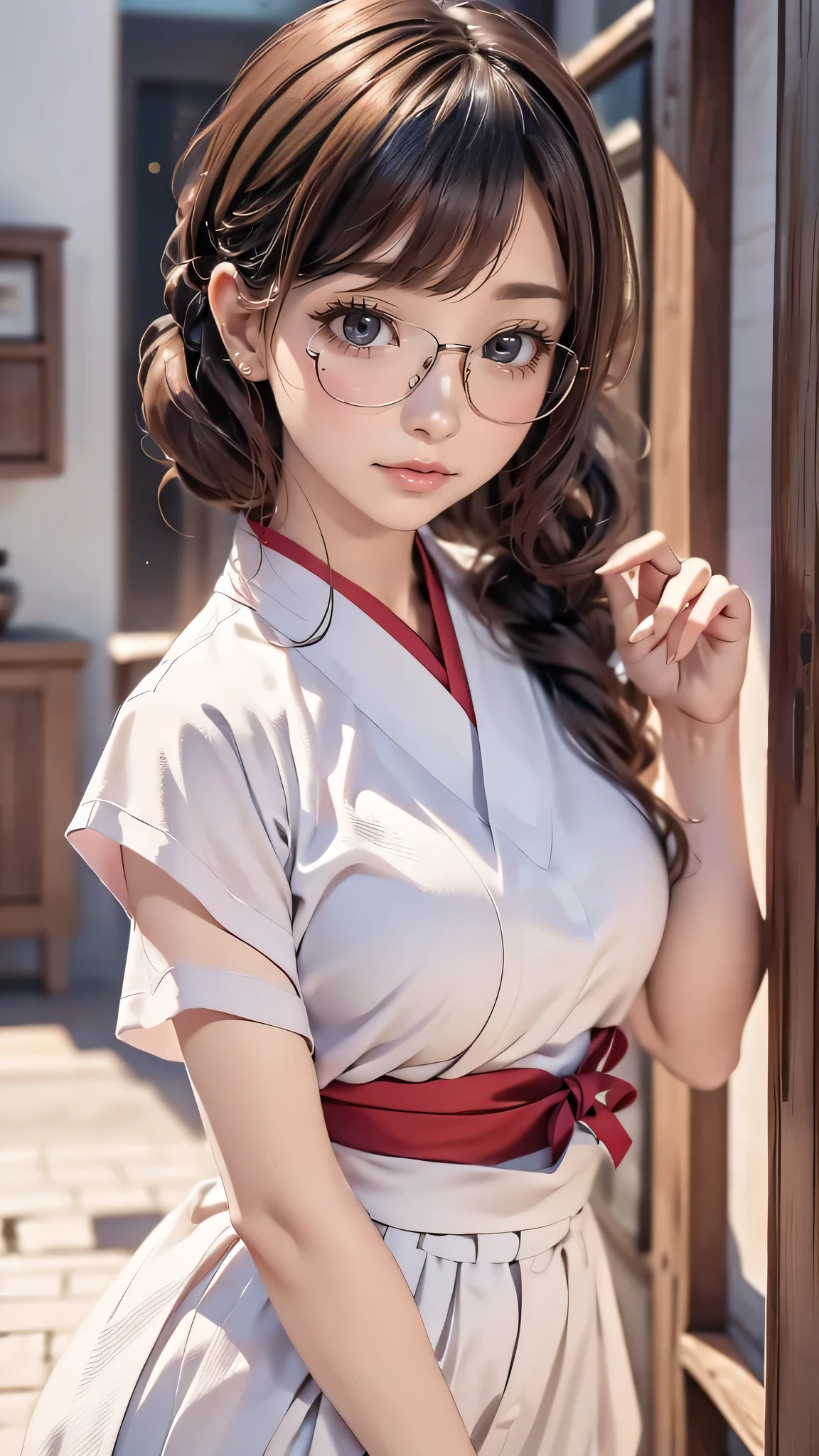 (random japanese clothes),(random pose),(random hairstyle),(Highest image quality,(8k),ultra-realistic,best quality, high quality, high definition, high quality texture,high detail,beautiful detailed,fine detailed,extremely detailed cg,detailed texture,a realistic representation of the face,masterpiece,Sense of presence),(wearing glasses:1.1)