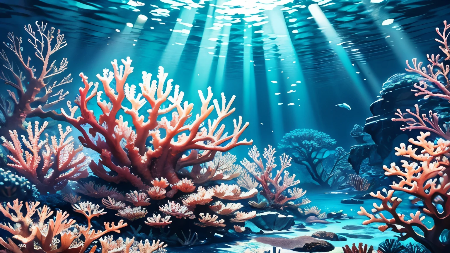Underwater world of coral reefs seaweed, seabed cartoon background Sea cartoon aesthetic
