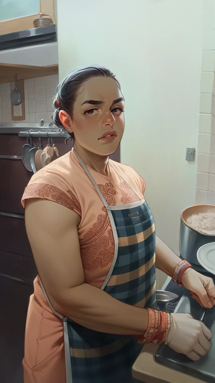 A girl in kitchen 