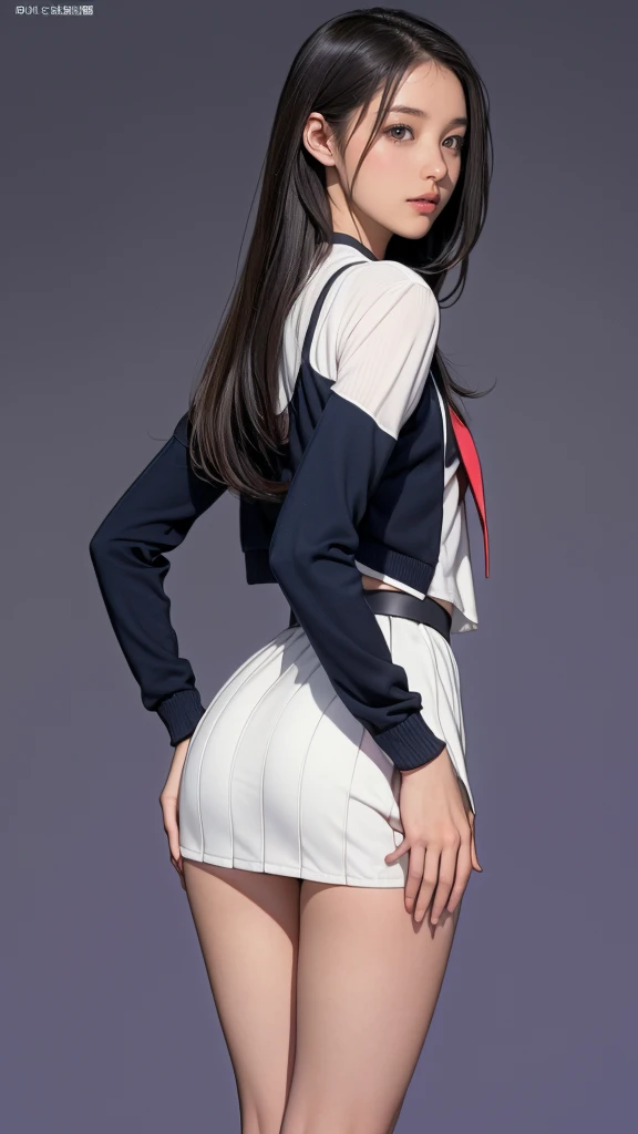 (8k, RAW Photos, 最high quality, masterpiece:1.2), high qualityのRAWカラー写真, Professional photo shoot, Cinematic Light, night、Late night、alone, (((13-year-old girl))), ((Very small ass:1.5)), (Sharp features), (Small face), (Skin with attention to detail:1.2), clavicle, Cute Face, Beautiful appearance, turn around少女, smile, (Black Hair, Long straight line), high school student, Red tie, High School Uniform:1.2, Navy oversized knit vest, oversized white shirt, Micro Mini Skirt, ,Very thin thighs, loafers、(Very nice touch:1.2),Dark colors, (Are standing:1.5, lean on a tree, )(((Pay attention to the butt))), Smooth texture, Gazing Eyes, Beautiful Skin, Glowing Skin, ((Perfect Fingers, Five Fingers, Anatomically correct)), Background Blur, high quality, Surreal, ((Very detailed, photo shoot)),,View from below、blush、Embarrassing、Full Body Shot、((backstyle))、((Grab your skirt))、Accentuate your butt、turn around、look back、Embarrassing、blush、Healthy Thighs、((Accentuate your butt))、Butt upshot