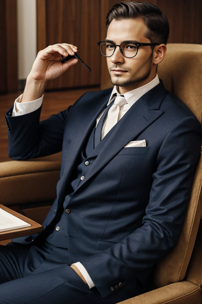 seated man with glasses and whodie