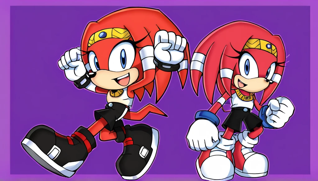 Custom avatar, red echidna character, wearing black shorts, in the cyberspace, cgi backround, doing a dyamic pose,