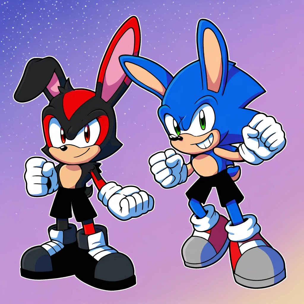 Custom avatar, bugs bunny in sonic style, wearing black shorts, in the cyberspace, cgi backround, doing a dyamic pose,