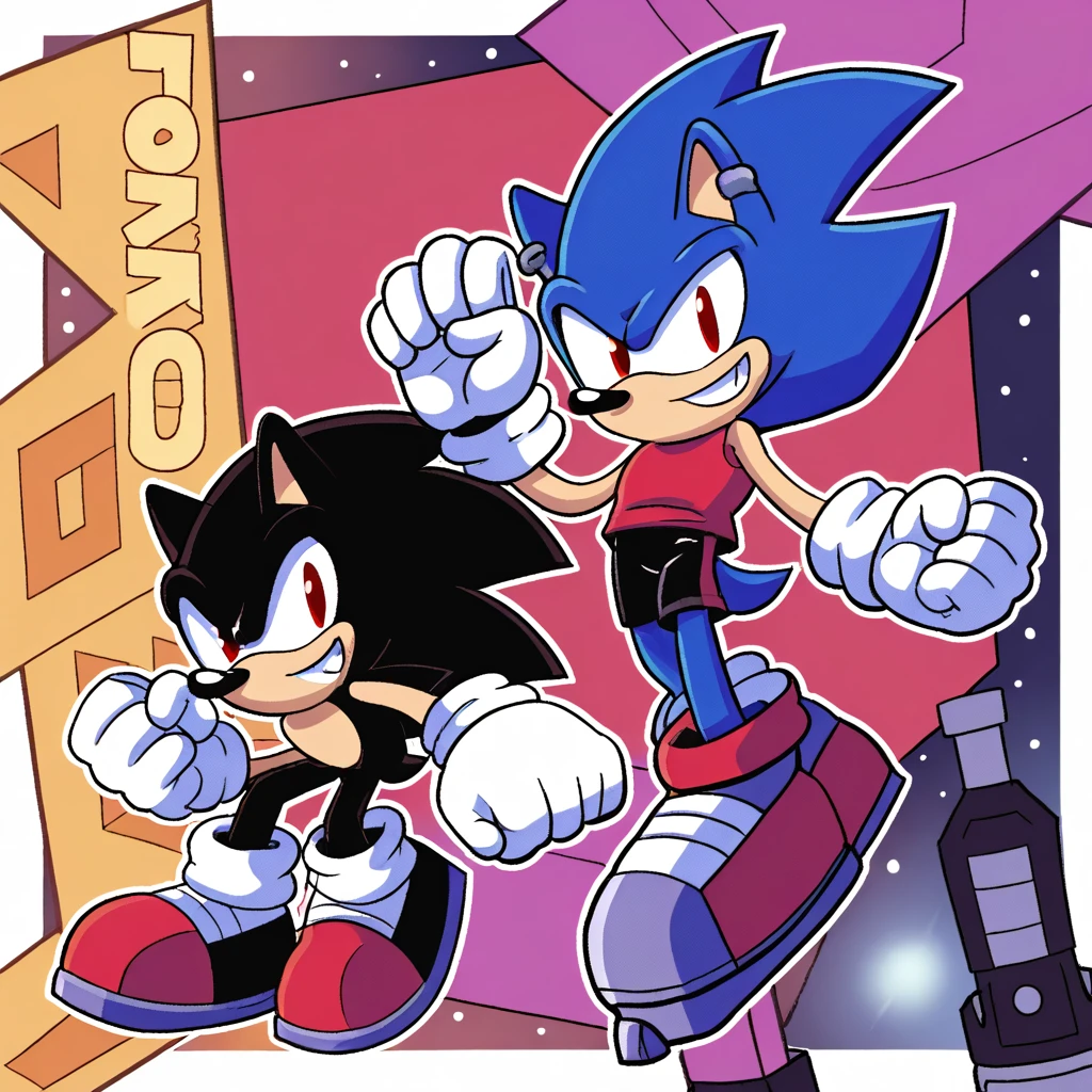 Custom avatar, bugs bunny in sonic style, wearing black shorts, in the cyberspace, cgi backround, doing a dyamic pose,