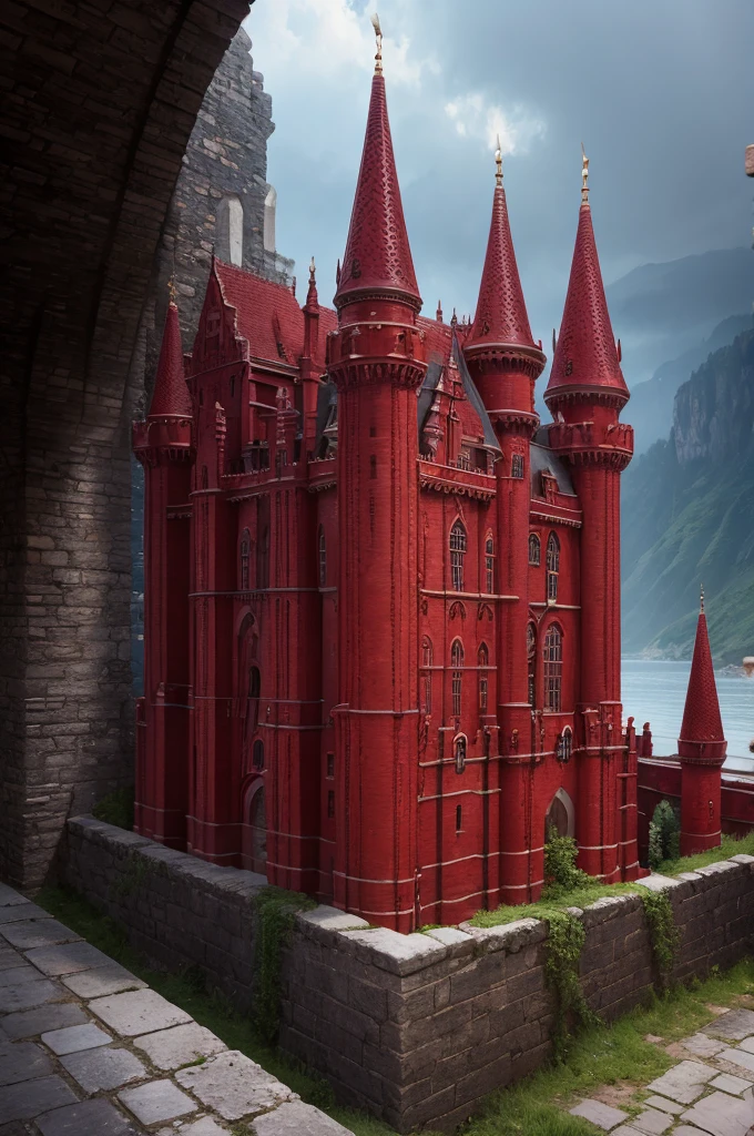 Castles with red details for book cover