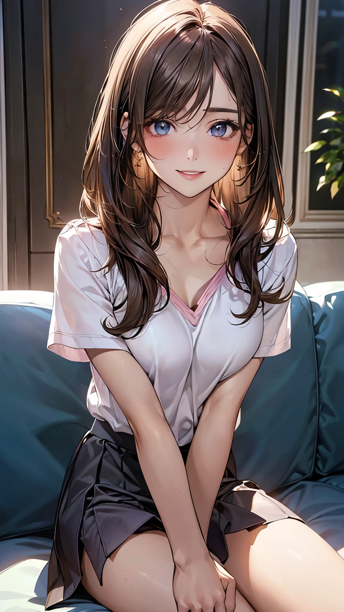 Girl, oversized pajamas, nipple showing on the shirt,