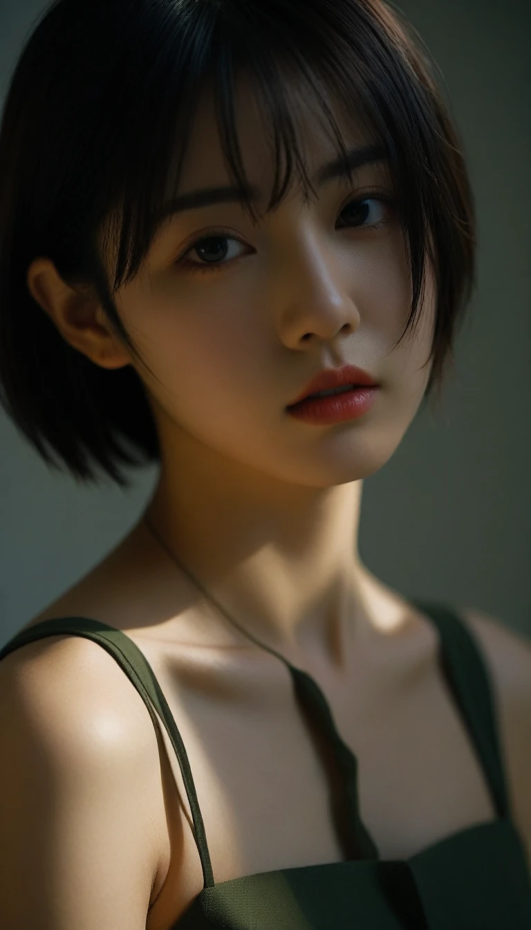 8k, Ultra-high resolution, Highest quality, masterpiece, 三分割法によるphotograph,Surreal, photograph, 1 Girl, (16 years old:1.3), pretty girl, Cute Face, Beautiful eyes in every detail, 細かくdetailedに,masterpiece,One Girl:1.2,Japan Female Teachers,full body,furious,Black short hair,Bob with bangs, (Military clothing:1.3),Pencil Skirt,Muddy Face,Sharp contours,Looking down, (Dirty Face:1.3),battlefield, Light from above, Low contrast, (Side view),, Perfect and beautiful face ,完璧でCute Face, Skin with attention to detail, Perfect limbs、Narrow waist,Looking at the audience,(((Ideal body type))),A cup small breasts :2,Portraiture:2,Perfect Anatomy,鮮明なdetailed,detailed,Surreal,Light and shadow,darkness