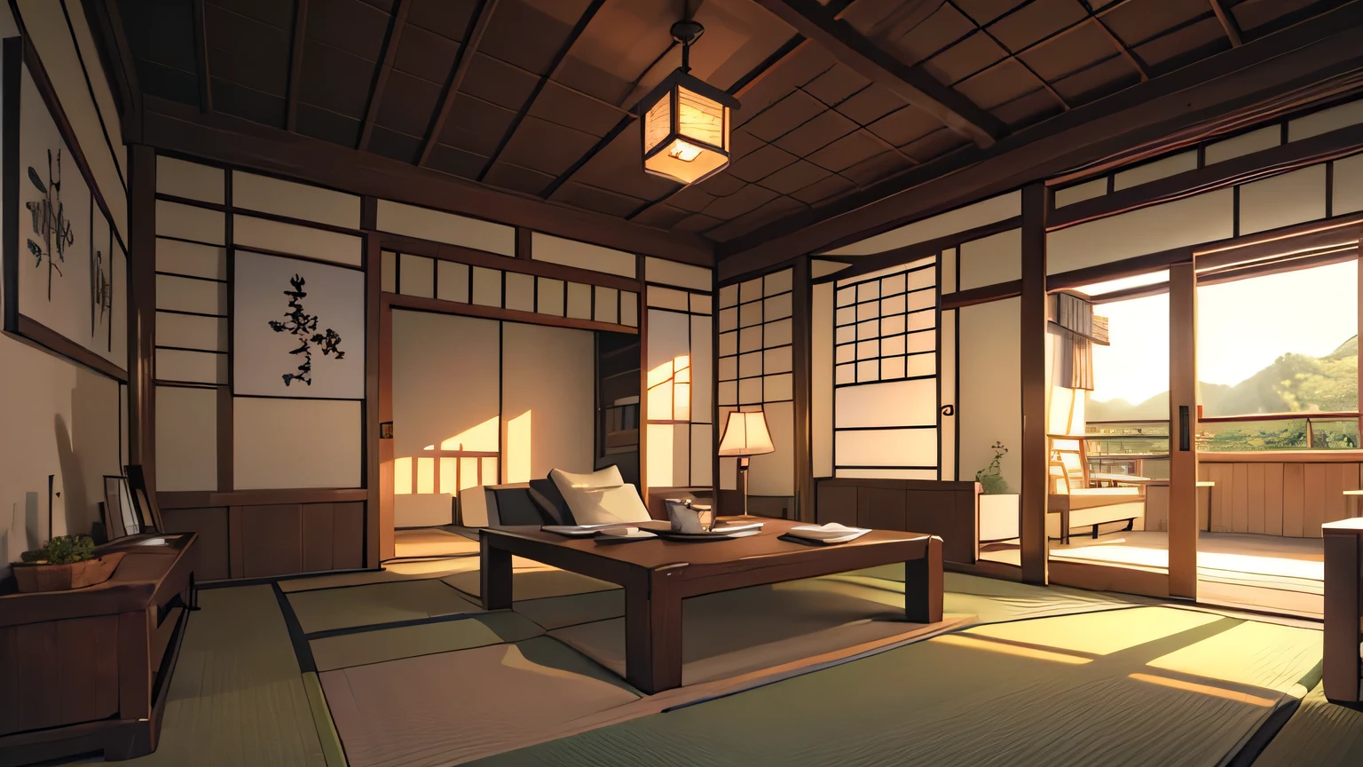 ((best qualityer)), ((work of art)), (detailded), 1 men , 1womanl , inside a more or less luxurious Japanese house, warm welcome