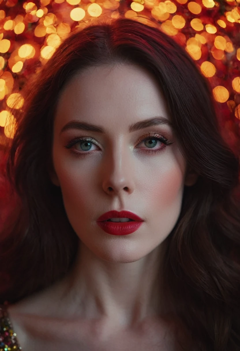 female vogue model 35yo with pale skin, beautiful evil slavic woman, pale skin, long hair, James Bidgood'is marked by its vibrant, colorful fantasy and theatricality. Using the artist's namewill almost certainly infuse the outcome with sparkle, flowers, colorful lighting effects, and a deep sense of dreams unique expression of homoeroticism.,(minimalist abstraction:1.2), (subtle gradient backdrop:1.1), (tranquil yet evocative:1.2), (conceptual portraiture:1.3), (play on perception:1.2), (surreal calm:1.1), (visual metaphor:1.3), cinematic portrait sharp focus, dappled lighting, (backlighting:0.7), film grain, photographed on a Sony A7R IV, 18mm F/1.5 cine lens, (highly detailed, intricately detailed), 8k, HDR,(volumetric lighting), (dynamic lighting), extremely high detail, bokeh, DOF.