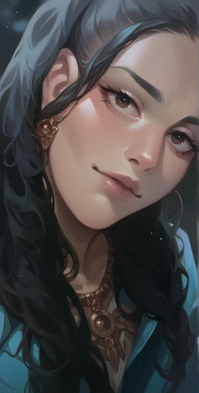 Dye her hair dark brown, white skin and dark brown eyes