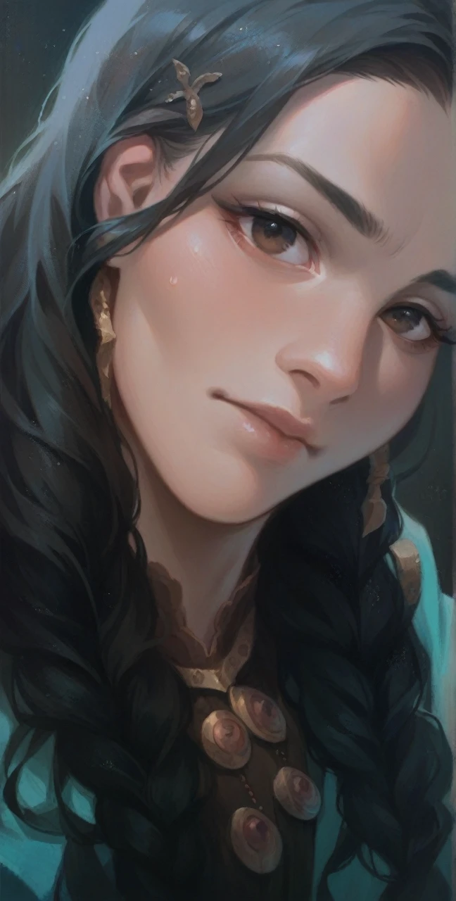 Dye her hair dark brown, white skin and dark brown eyes