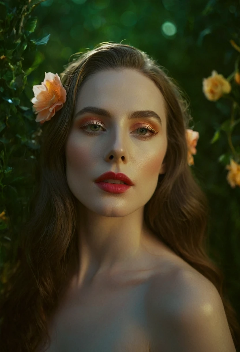 female vogue model 35yo with pale skin, beautiful evil slavic woman, pale skin, long hair, James Bidgood'is marked by its vibrant, colorful fantasy and theatricality. Using the artist's namewill almost certainly infuse the outcome with sparkle, flowers, colorful lighting effects, and a deep sense of dreams unique expression of homoeroticism.,(minimalist abstraction:1.2), (subtle gradient backdrop:1.1), (tranquil yet evocative:1.2), (conceptual portraiture:1.3), (play on perception:1.2), (surreal calm:1.1), (visual metaphor:1.3), cinematic portrait sharp focus, dappled lighting, (backlighting:0.7), film grain, photographed on a Sony A7R IV, 18mm F/1.5 cine lens, (highly detailed, intricately detailed), 8k, HDR,(volumetric lighting), (dynamic lighting), extremely high detail, bokeh, DOF.