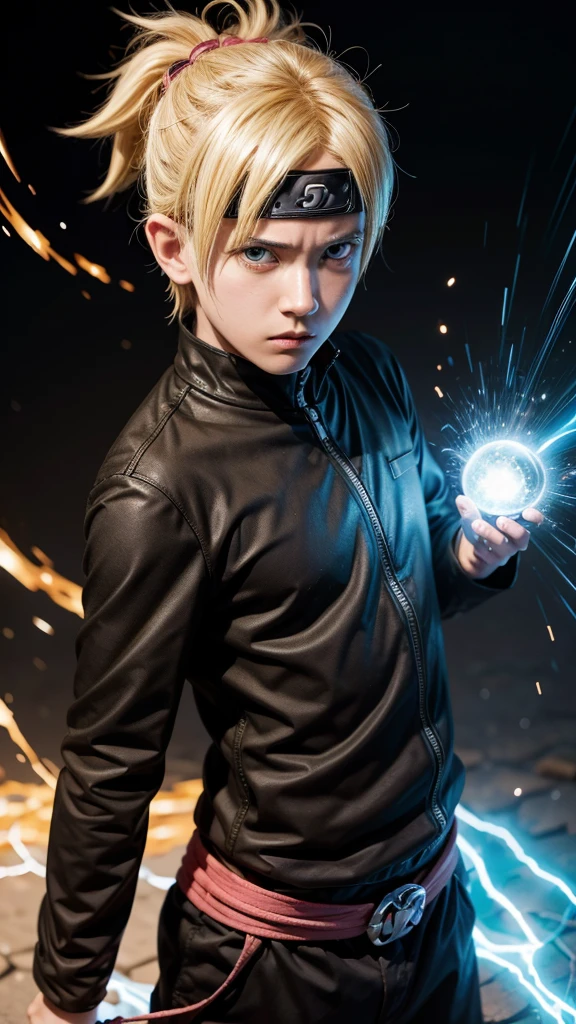 Create an image of Boruto demonstrating his powers