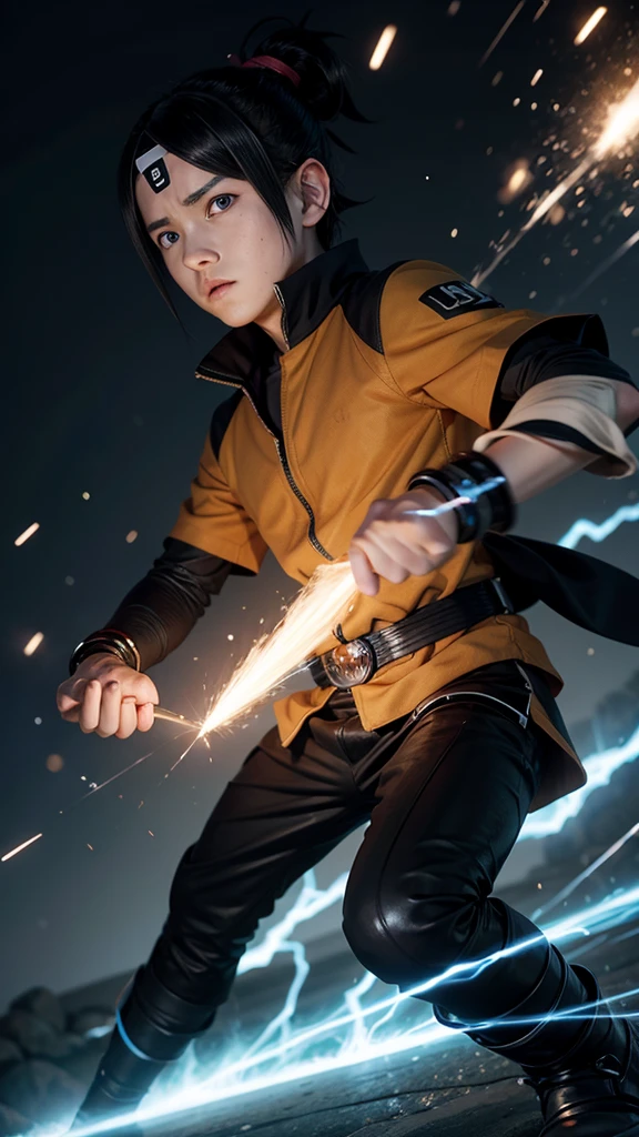 Create an image of Boruto demonstrating his powers