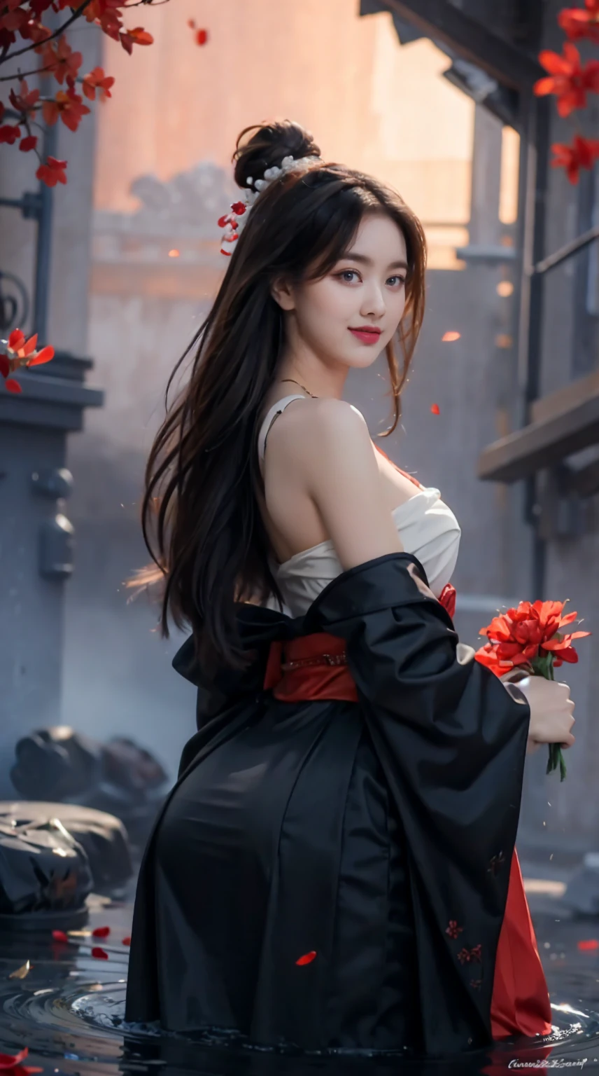 Pretty face, light make-up, seductive smile