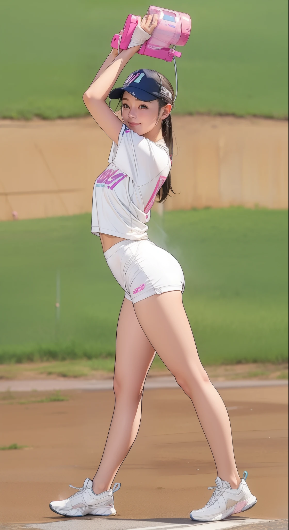 girl, Sweat, vapor, Mid-chest, shy, Detailed hands, View your viewers, A light smile,
