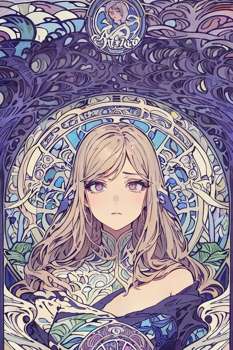 masterpiece, Absurd, Highest quality, Super detailed, High resolution, Detailed illustrations, Bright colors, (Very beautifully detailed face and eyes, Delicate and beautiful face, 1 girl, Cute Face:1.3), (Magenta Eyes:1.1), Sparkling eyes, Big eyes, Medium Hips, Glamorous Body, White skin, break, (Blonde:0.8), Messy Hair, Detailed Hair, Shiny Hair, break (I took off my clothes, witch:1.3), Perfect lighting, (Embarrassing:1.3), (Ecstasy, Vulgarity:1.5), (trembling:0.8), (Art Nouveau:1.7), (Tangled:1.3),