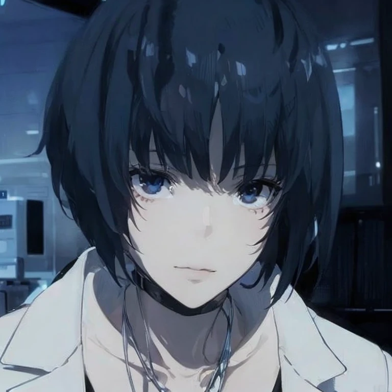 Takemi the doctor from Persona 5 sitting in a car and it&#39;s night