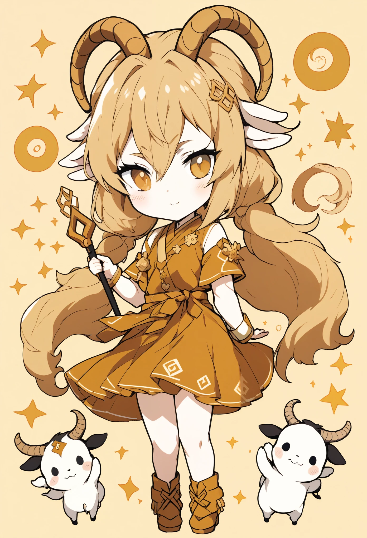 image embodying the essence of the zodiac sign Capricorn in an anime girl interpretation. Envision a character exuding ambition, determination, and a sense of responsibility. Utilize a color palette inspired by earthy tones and incorporate subtle zodiac symbols, such as the goat or elements associated with Capricorn. Craft an anime girl with a poised and focused demeanor, capturing the disciplined and goal-oriented nature of Capricorn. Ensure the image reflects a harmonious blend of anime aesthetics and the unique characteristics of Capricorn, resulting in a visually compelling and symbolic composition.